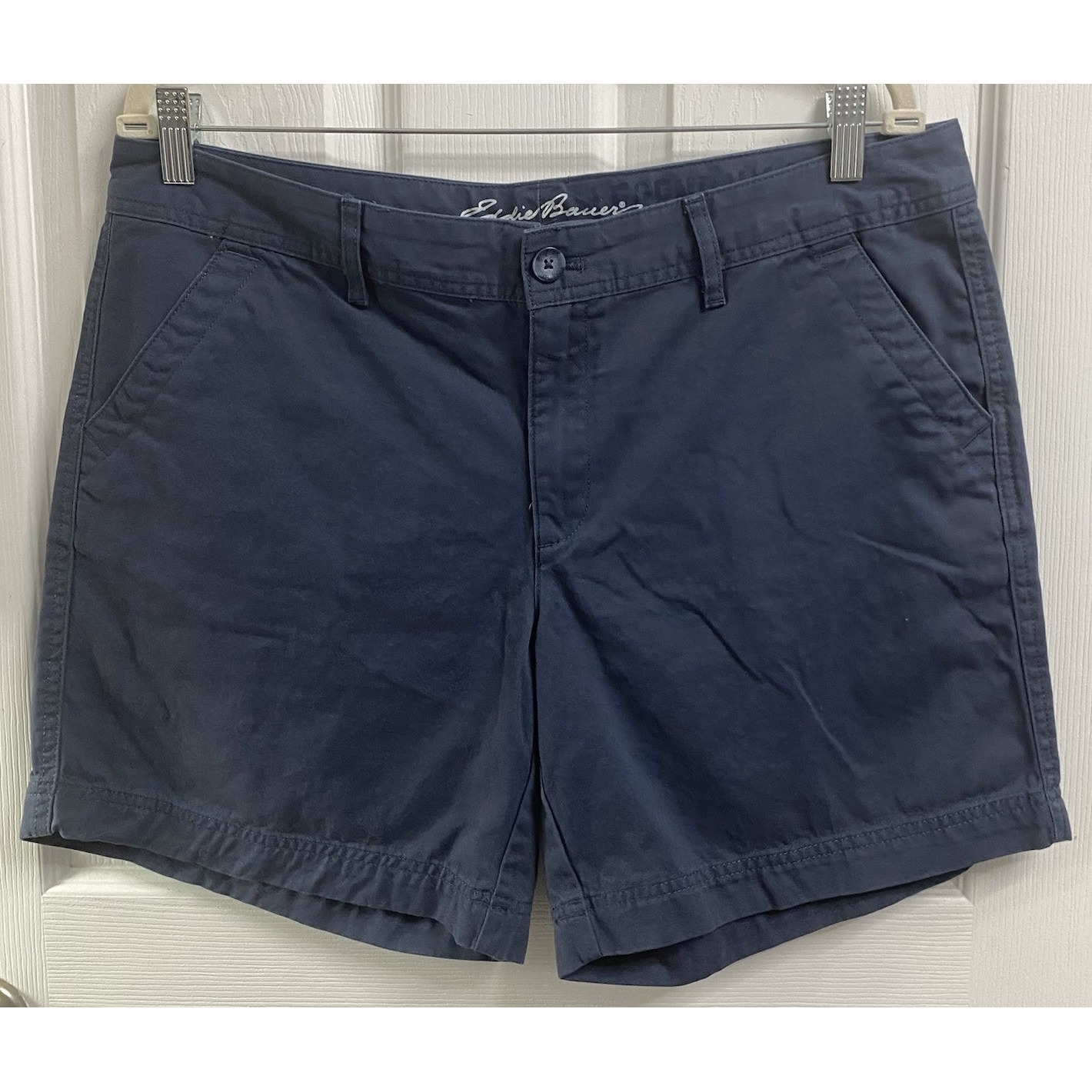 Eddie Bauer Womens Cotton Legend Wash Summer Golf Shorts Blue Sz. 12